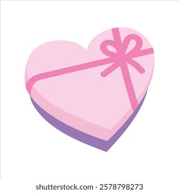 Heart shaped box on white background. Vector object design element for Valentine's day.