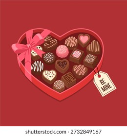Heart Shaped Box of Valentine's Day Chocolates Illustration