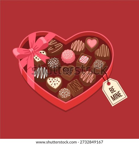 Heart Shaped Box of Valentine's Day Chocolates Illustration