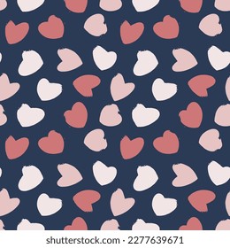 Heart shaped brush in seamless pattern on orange. Vector illustration.