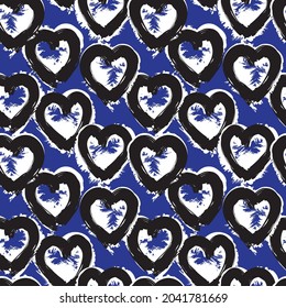 Heart shaped brush stroke seamless pattern background for fashion textiles, graphics
