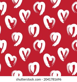 Heart shaped brush stroke seamless pattern background for fashion textiles, graphics