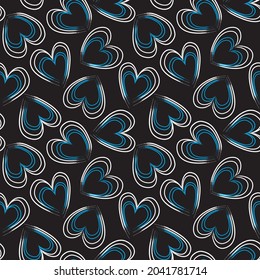 Heart shaped brush stroke seamless pattern background for fashion textiles, graphics