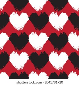 Heart shaped brush stroke seamless pattern background for fashion textiles, graphics