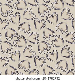 Heart shaped brush stroke seamless pattern background for fashion textiles, graphics
