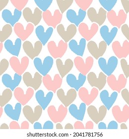 Heart shaped brush stroke seamless pattern background for fashion textiles, graphics