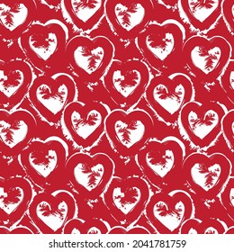 Heart shaped brush stroke seamless pattern background for fashion textiles, graphics