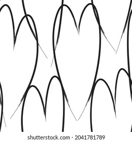 Heart shaped brush stroke seamless pattern background for fashion textiles, graphics