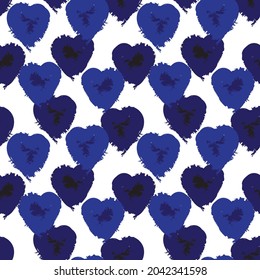 Heart shaped brush stroke seamless pattern background for fashion textiles, graphics