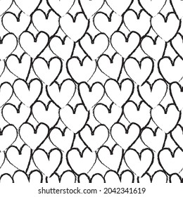 Heart shaped brush stroke seamless pattern background for fashion textiles, graphics