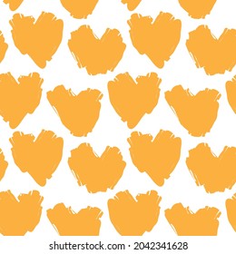 Heart shaped brush stroke seamless pattern background for fashion textiles, graphics