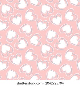 Heart shaped brush stroke seamless pattern background for fashion textiles, graphics