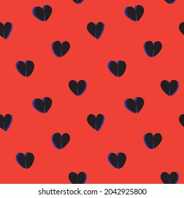 Heart shaped brush stroke seamless pattern background for fashion textiles, graphics