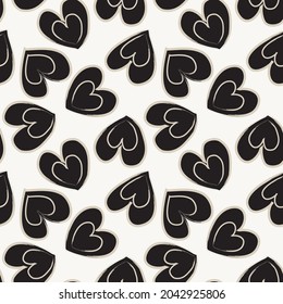 Heart shaped brush stroke seamless pattern background for fashion textiles, graphics