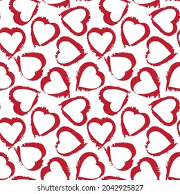 Heart shaped brush stroke seamless pattern background for fashion textiles, graphics