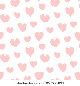 Heart shaped brush stroke seamless pattern background for fashion textiles, graphics
