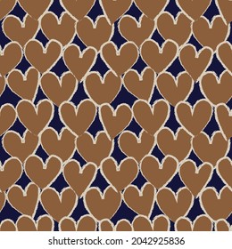 Heart shaped brush stroke seamless pattern background for fashion textiles, graphics