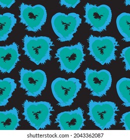 Heart shaped brush stroke seamless pattern background for fashion textiles, graphics