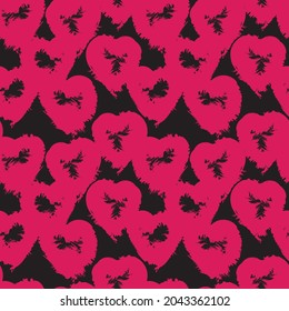 Heart shaped brush stroke seamless pattern background for fashion textiles, graphics