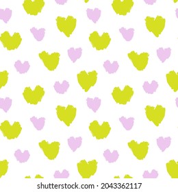 Heart shaped brush stroke seamless pattern background for fashion textiles, graphics