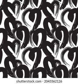 Heart shaped brush stroke seamless pattern background for fashion textiles, graphics