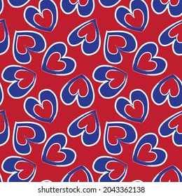 Heart shaped brush stroke seamless pattern background for fashion textiles, graphics