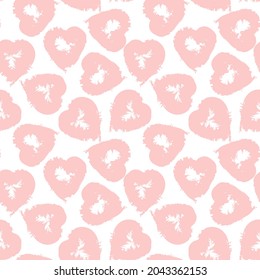 Heart shaped brush stroke seamless pattern background for fashion textiles, graphics