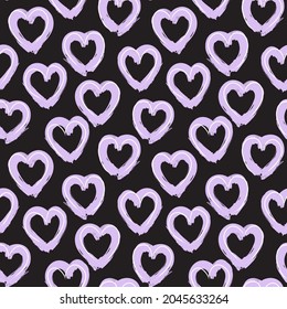 Heart shaped brush stroke seamless pattern background for fashion textiles, graphics