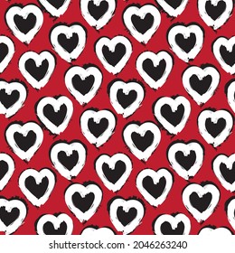 Heart shaped brush stroke seamless pattern background for fashion textiles, graphics