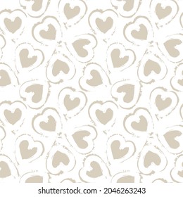 Heart shaped brush stroke seamless pattern background for fashion textiles, graphics