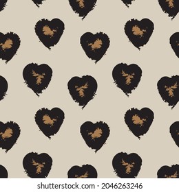 Heart shaped brush stroke seamless pattern background for fashion textiles, graphics