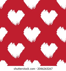 Heart shaped brush stroke seamless pattern background for fashion textiles, graphics