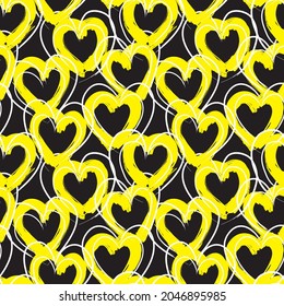 Heart shaped brush stroke seamless pattern background for fashion textiles, graphics
