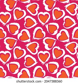 Heart shaped brush stroke seamless pattern background for fashion textiles, graphics