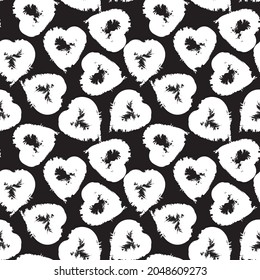 Heart shaped brush stroke seamless pattern background for fashion textiles, graphics