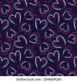 Heart shaped brush stroke seamless pattern background for fashion textiles, graphics