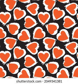 Heart shaped brush stroke seamless pattern background for fashion textiles, graphics