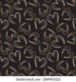 Heart shaped brush stroke seamless pattern background for fashion textiles, graphics