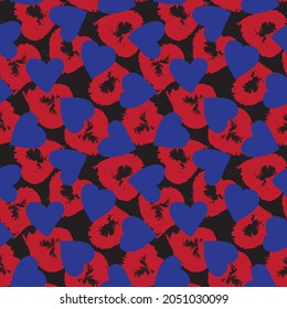 Heart shaped brush stroke seamless pattern background for fashion textiles, graphics