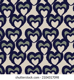 Heart shaped brush stroke seamless pattern design for fashion textiles, graphics and crafts