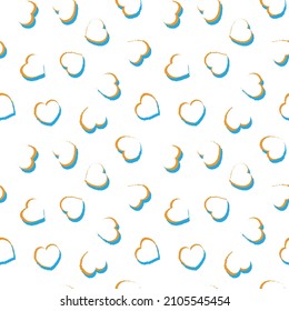 Heart shaped brush stroke seamless pattern design for fashion textiles, graphics and crafts
