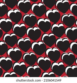 Rastreo de pincel con forma de corazón diseño de patrones sin fisuras para textiles de moda, gráficos y artesanías