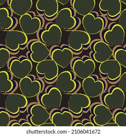 Heart shaped brush stroke seamless pattern design for fashion textiles, graphics and crafts
