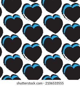 Heart shaped brush stroke seamless pattern design for fashion textiles, graphics and crafts