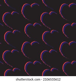 Heart shaped brush stroke seamless pattern design for fashion textiles, graphics and crafts