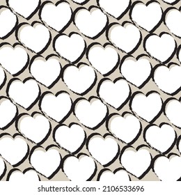 Rastreo de pincel con forma de corazón diseño de patrones sin fisuras para textiles de moda, gráficos y artesanías