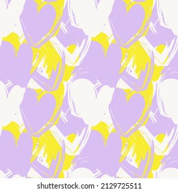 Heart shaped brush stroke seamless pattern design for fashion textiles, graphics and crafts
