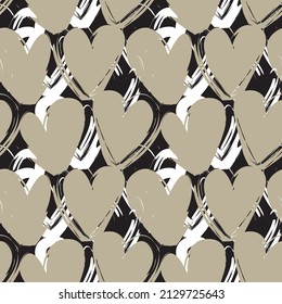 Heart shaped brush stroke seamless pattern design for fashion textiles, graphics and crafts