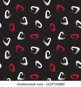 Heart shaped brush stroke seamless pattern design for fashion textiles, graphics and crafts