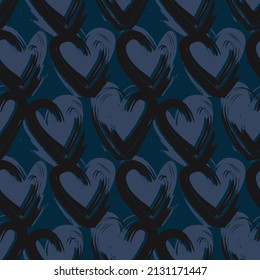 Heart shaped brush stroke seamless pattern design for fashion textiles, graphics and crafts